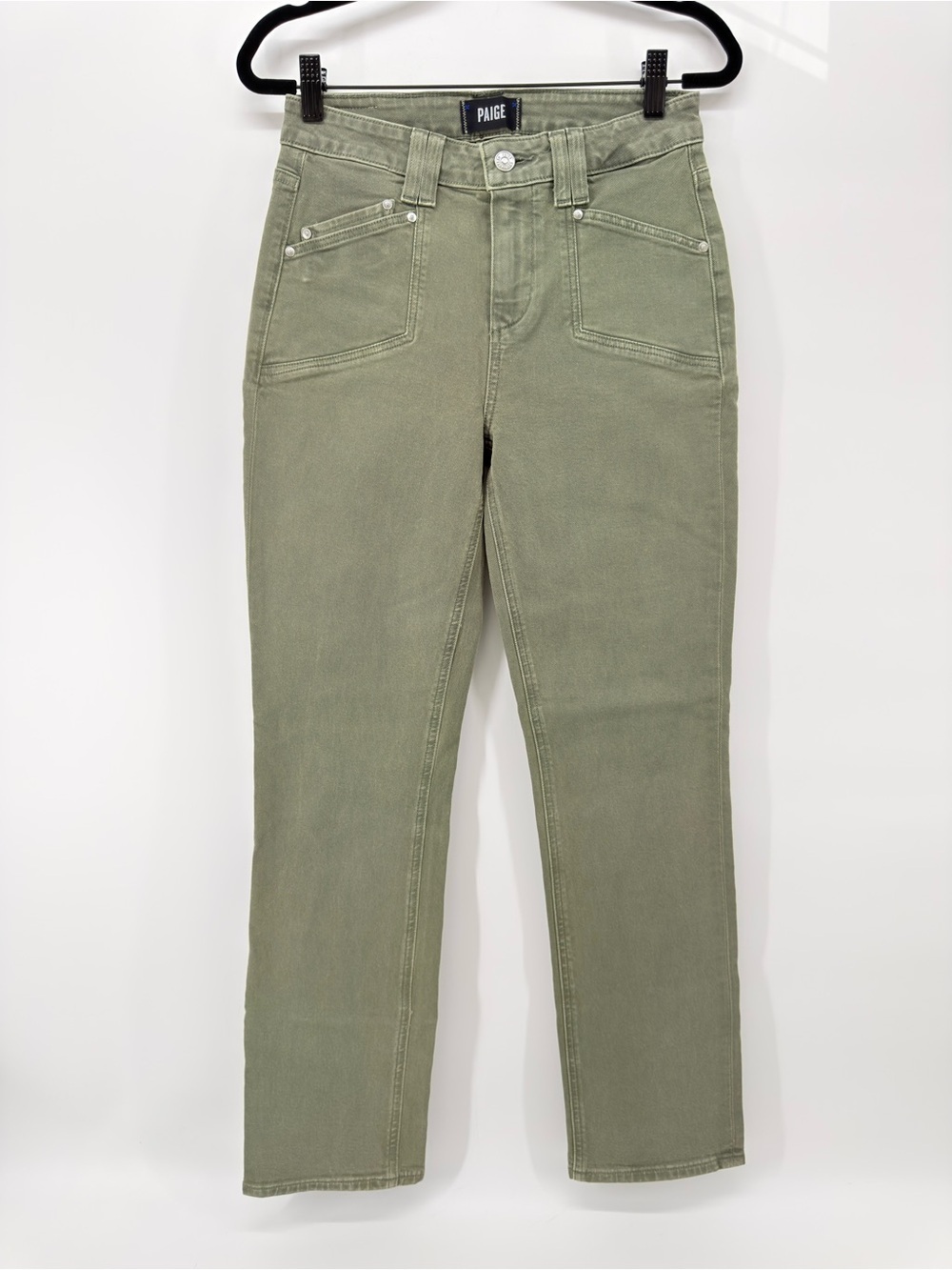 Paige Cindy High Rise Straight Leg Jeans 26 Sage green